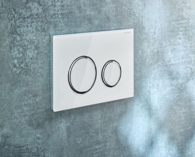 Geberit Sigma50 round actuator plate / White glass - chrome