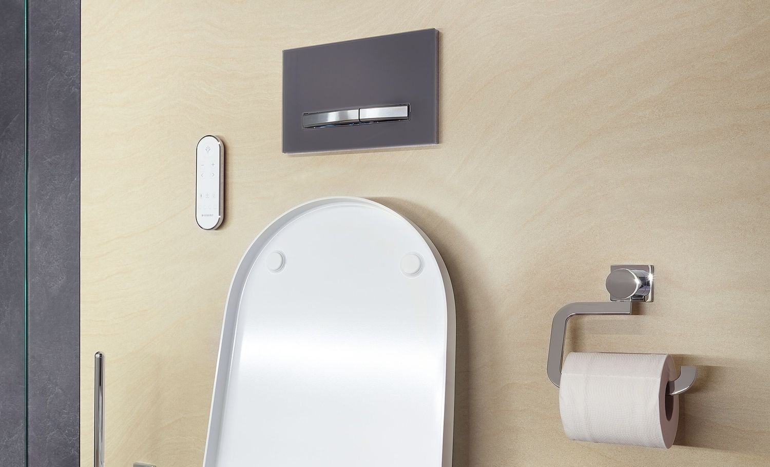 Geberit Sigma50 Actuation Plate / Velvet Gray Glass - Chrome