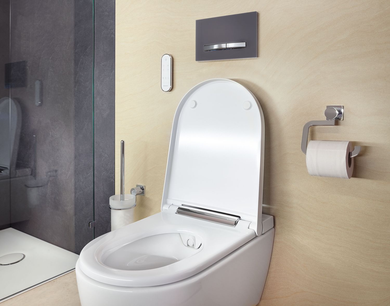 Geberit Sigma50 Actuation Plate / Velvet Gray Glass - Chrome