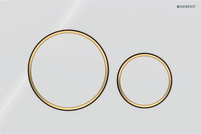 Geberit Sigma20 Flush Plate / White - design rings: gold