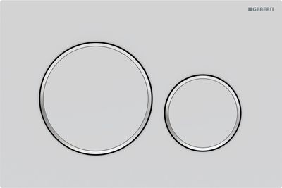 Geberit Sigma20 Flush Plate / Matte White Lacquered - Design Rings: Chrome Glossy