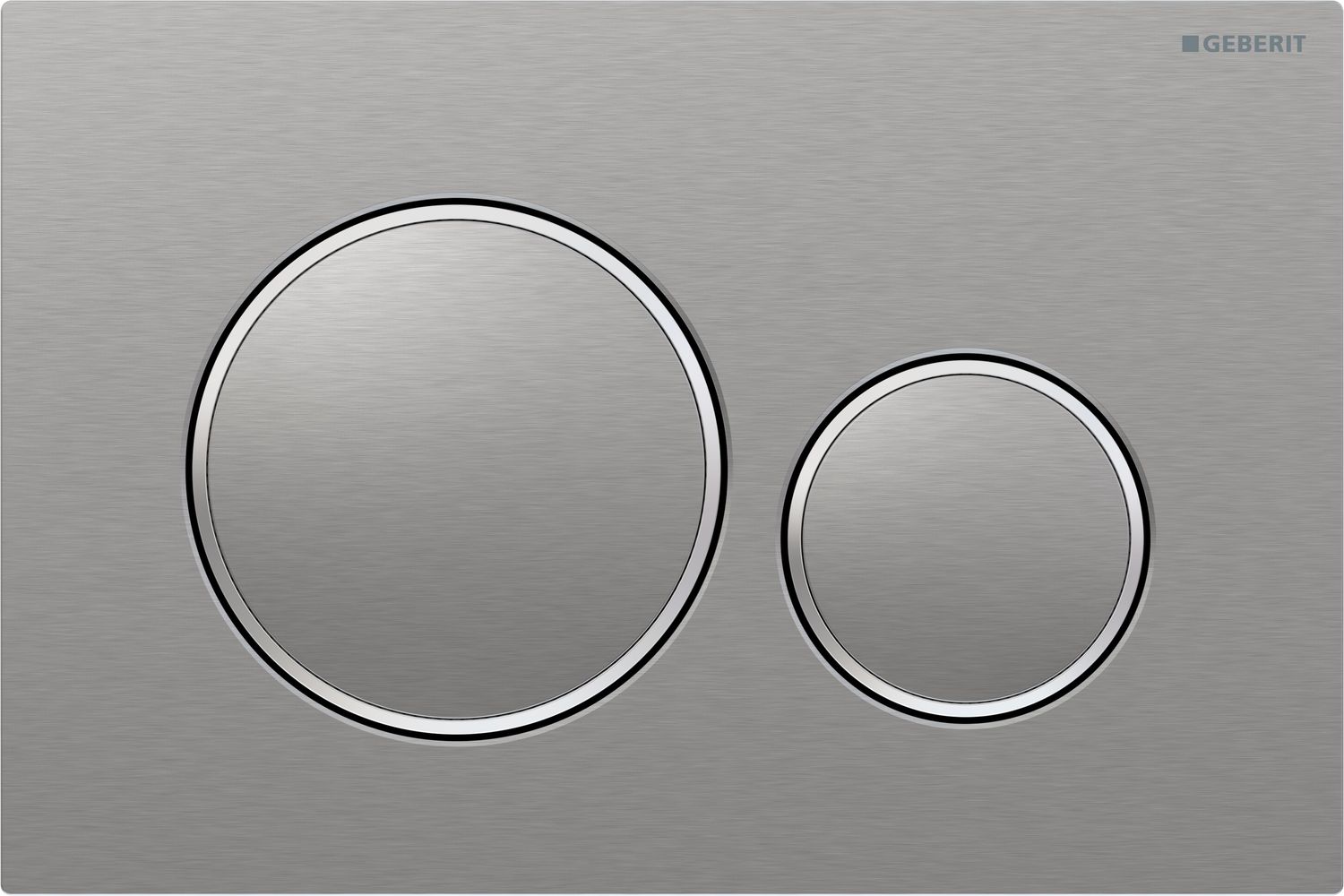 Geberit Sigma20 Anti-Vandal Flush Plate with Screws / Brushed Chrome - Design Rings: Polished