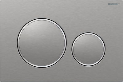 Geberit Sigma20 Anti-Vandal Flush Plate with Screws / Brushed Chrome - Design Rings: Polished
