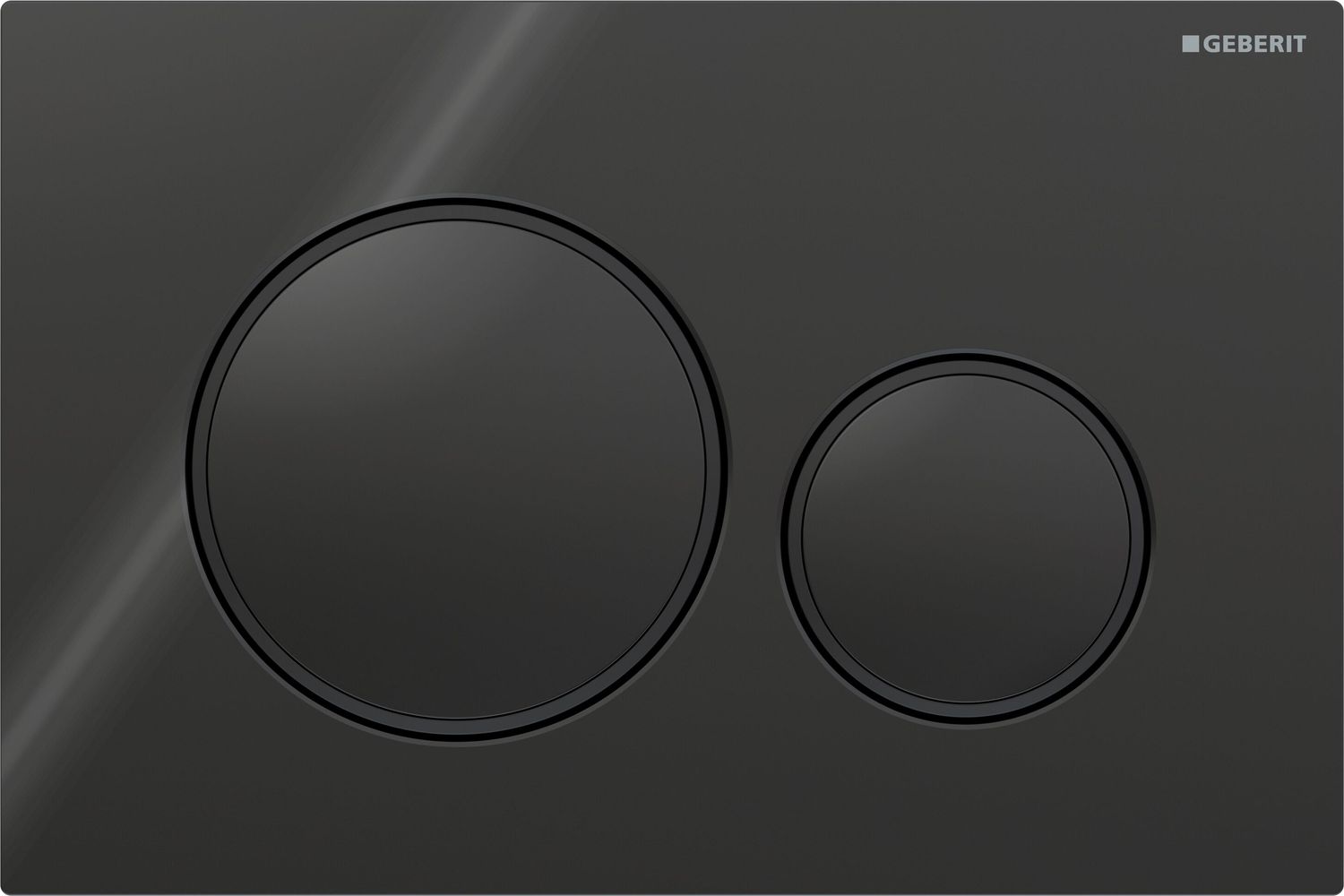 Geberit Sigma20 Flush Plate / Black - Design Rings: Matte Black