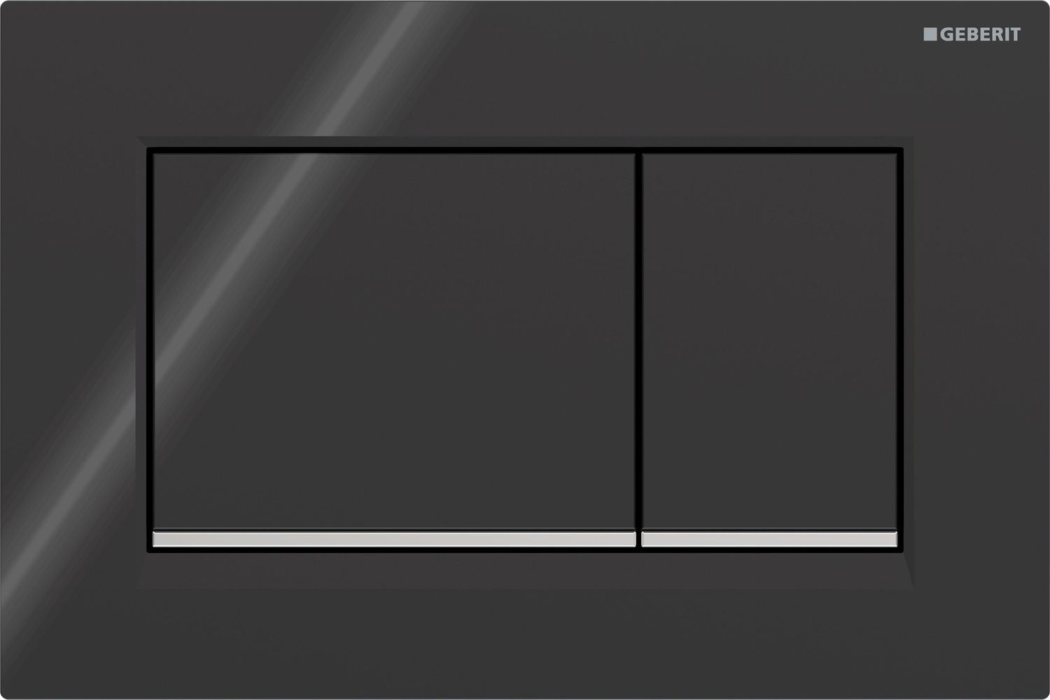 Geberit Sigma20 Square Flush Plate / Black - Design Strips: Chrome Glossy