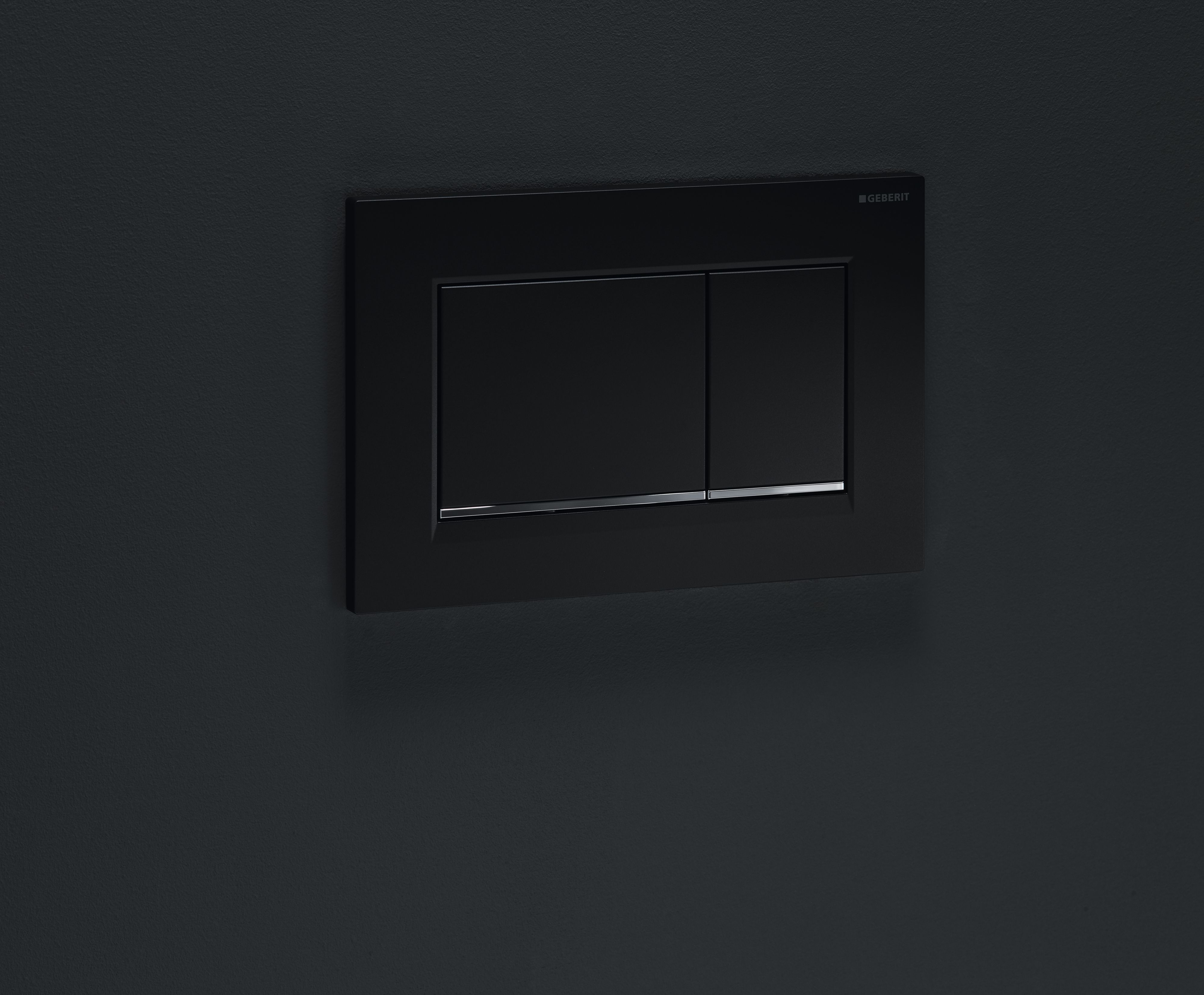 Plaque de déclenchement Sigma20 square / Noir mat - bandes design : chromé brillant / Revêtement Easy Clean + Anti-Traces de doigt - vue 3