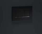 Plaque de finition carrée Geberit Sigma20 noir mat avec accents chromés et revêtement Easy Clean.