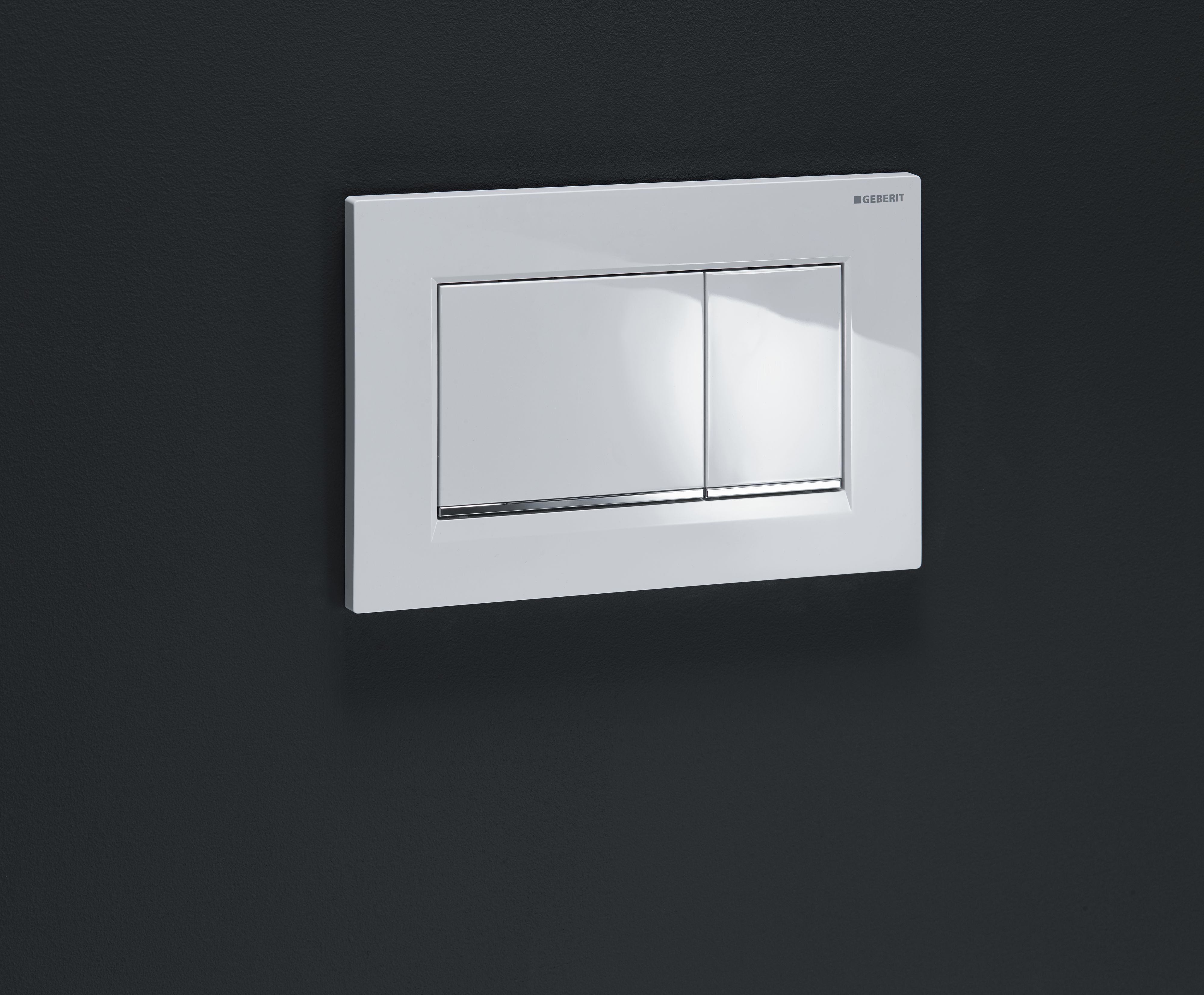 Plaque de déclenchement Geberit Sigma20 square / Blanc - bandes design : chromé brillant