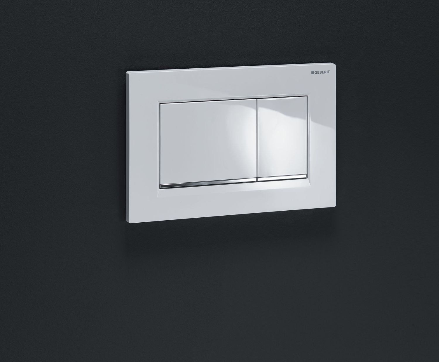 Geberit Sigma20 Square Flush Plate / White - Design Strips: Chrome Glossy