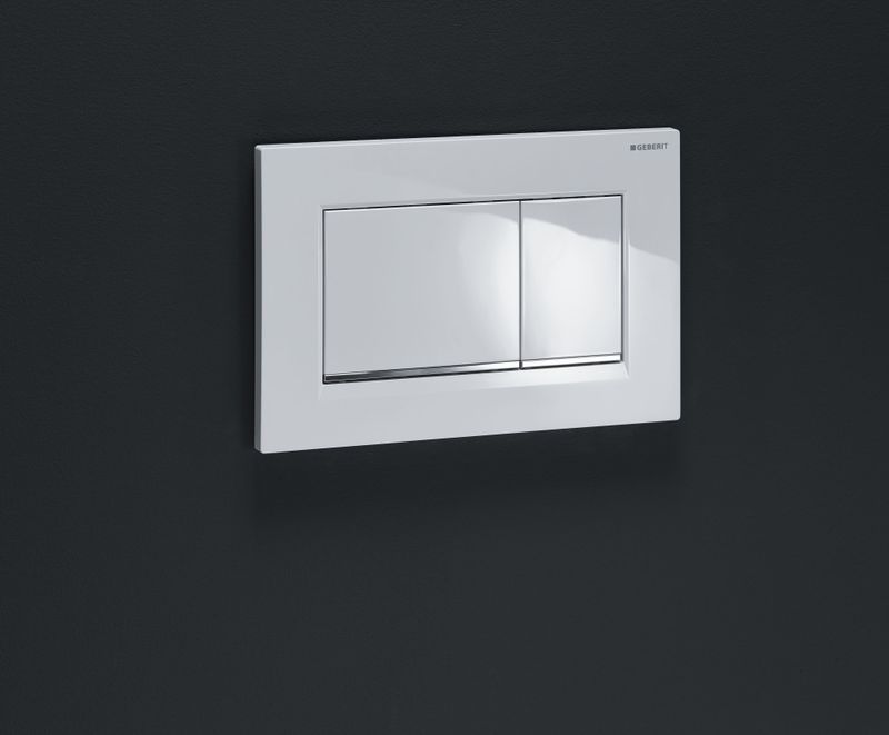 Plaque de déclenchement Geberit Sigma20 square / Blanc - bandes design : chromé brillant