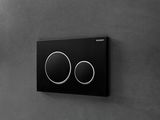 Geberit Sigma20 plaque de déclenchement, noir mat, anneaux chromés, Easy Clean, Anti-Traces de doigt.