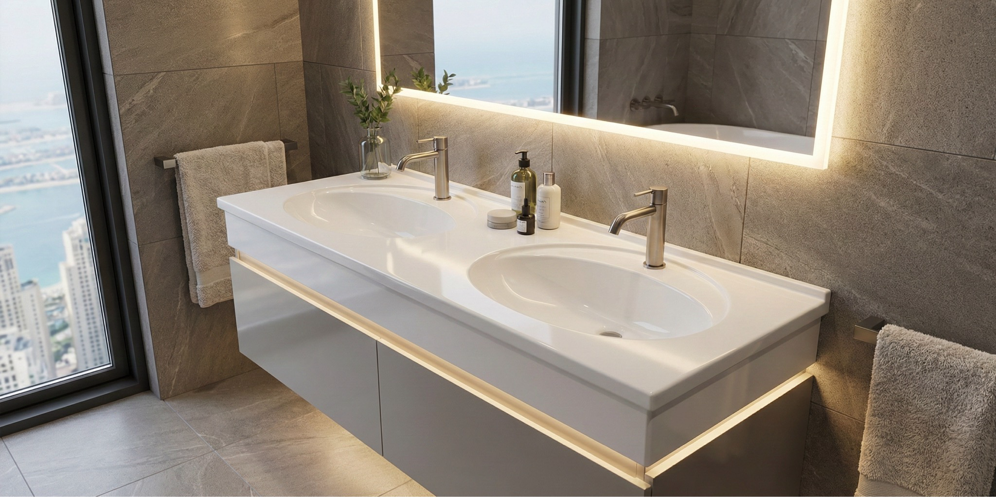 Plan-vasque double Lagune 150 cm - vue 3