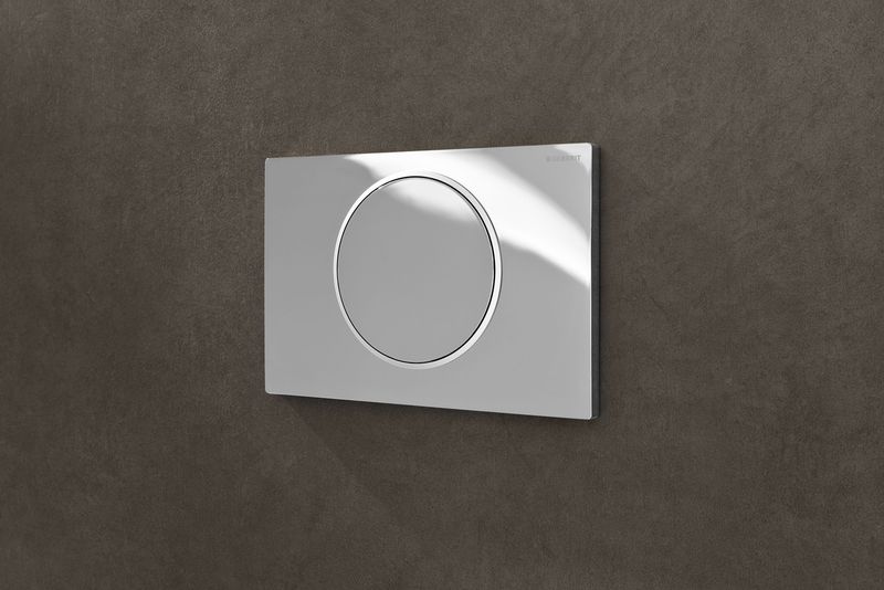 Plaque de déclenchement Geberit Sigma10 / Chromé brillant - anneau design chromé mat