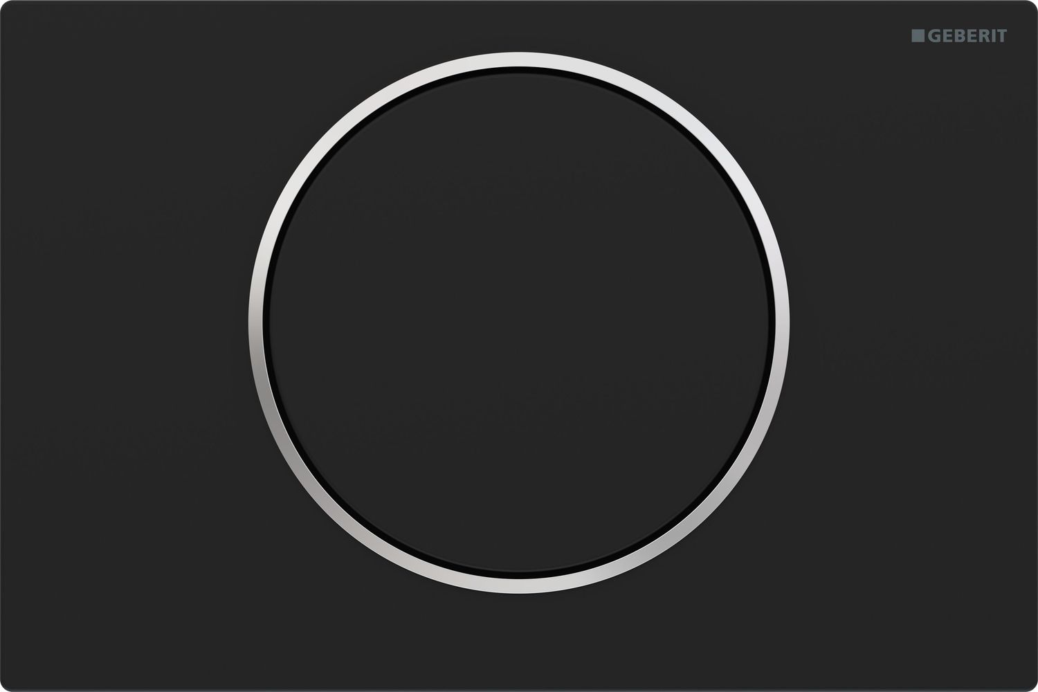 Geberit Sigma10 Actuator Plate in Stainless Steel / Matte Black - Chrome Design Ring