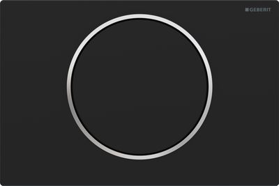 Geberit Sigma10 Actuator Plate in Stainless Steel / Matte Black - Chrome Design Ring