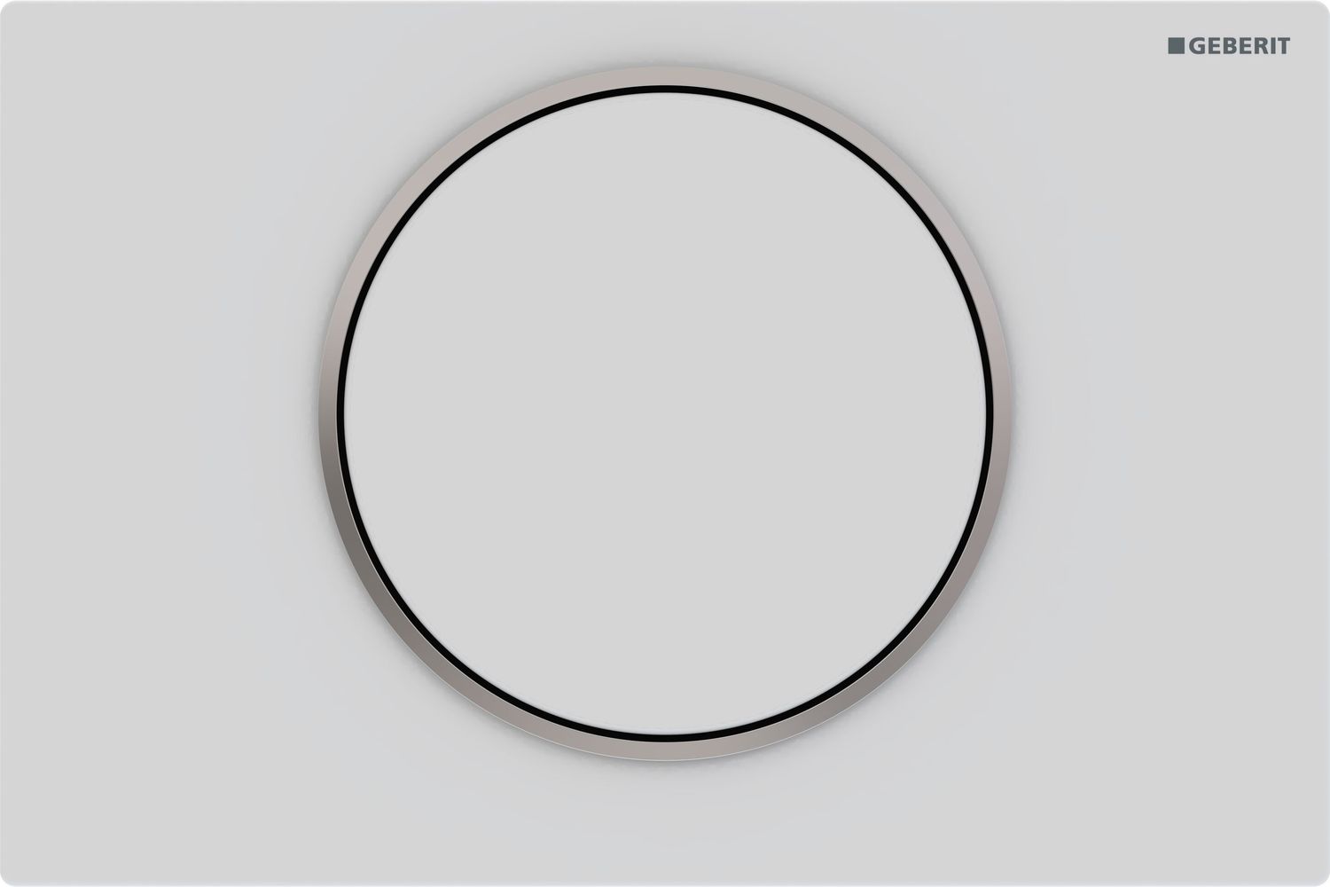 Geberit Sigma10 Flush Plate in Stainless Steel / Matte White - Chrome Design Ring
