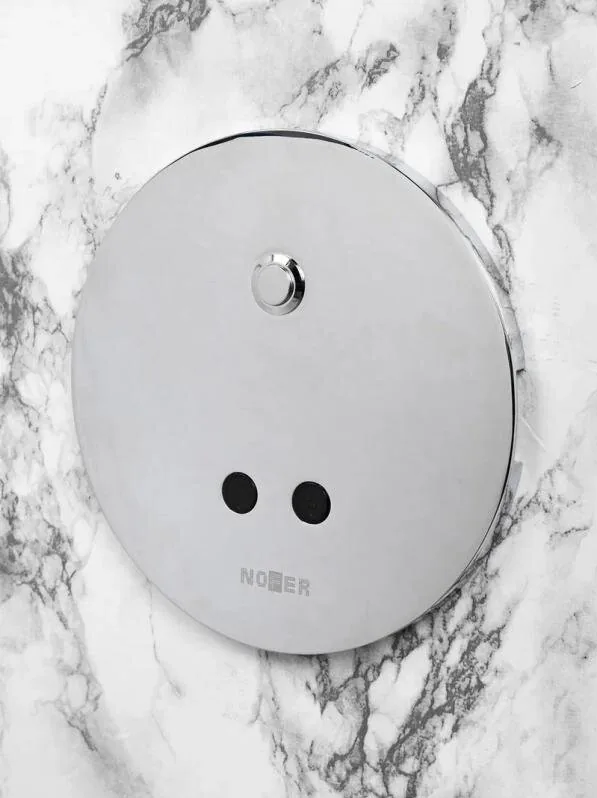 Robinet de chasse d'eau électronique encastré Nofer à déclenchement automatique ou manuel alimentation par piles ou courant électrique en chromé brillant - vue 2