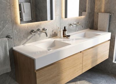 Double basin countertop Surf 184 cm