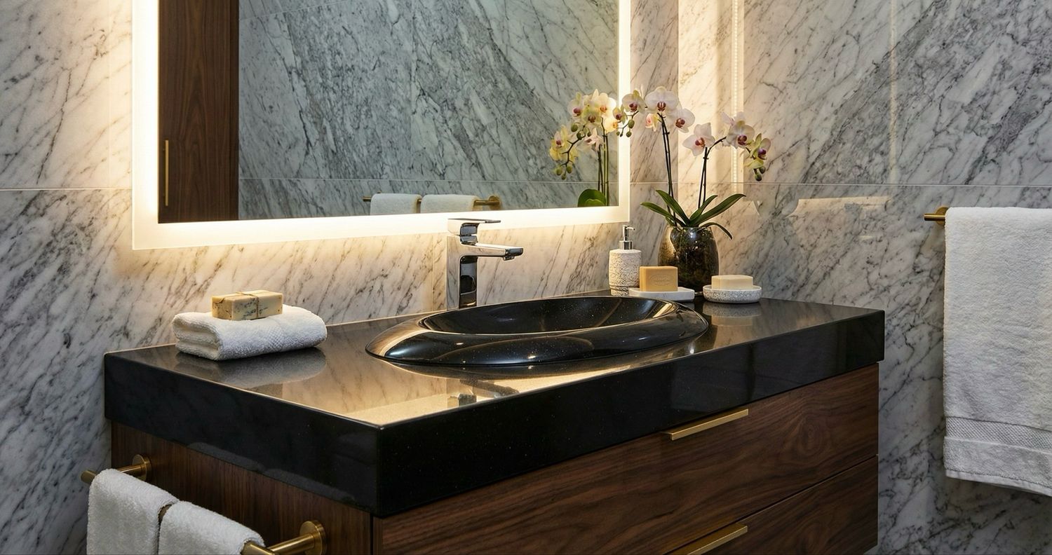 Plan AquaStone 90 cm granité noir