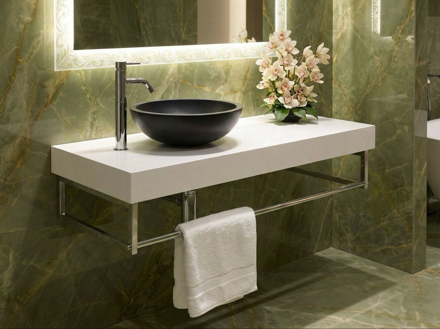 Plan Stone 120 cm en blanc