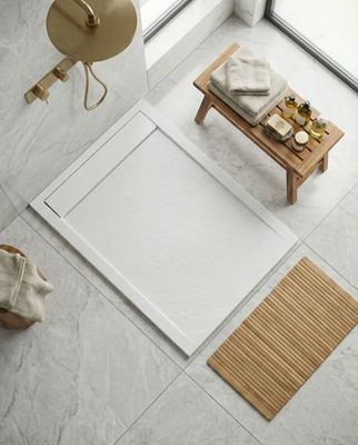 Rectangular extra-flat and anti-slip Galaxite shower tray (100 to 180 cm) x 80 cm with Marbryx® or stainless steel grid and extra-flat waste