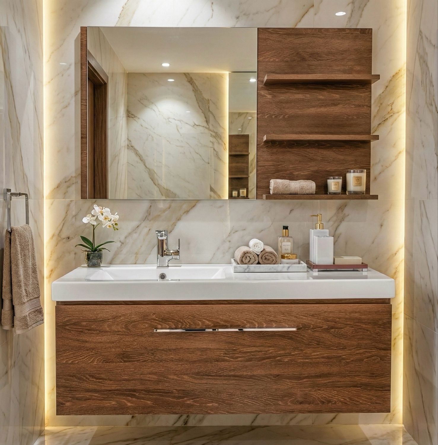 Bathroom Furniture Spazio 120 cm Offset with One Drawer (Without Basin)