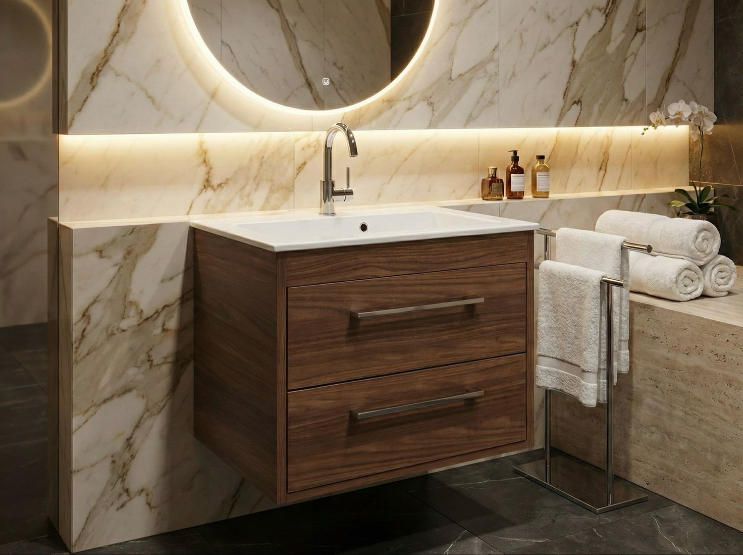 Oceana 56 cm Bathroom Vanity with Two Drawers (Without Basin)