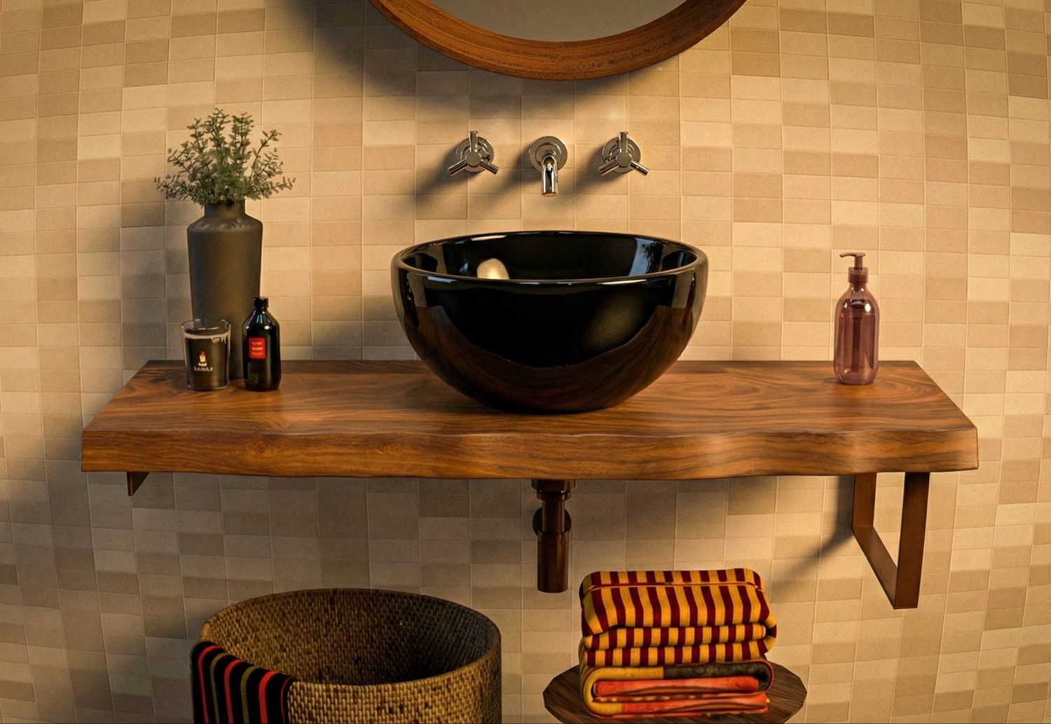 Bol à poser &quot;Invités&quot; 30 cm granité noir