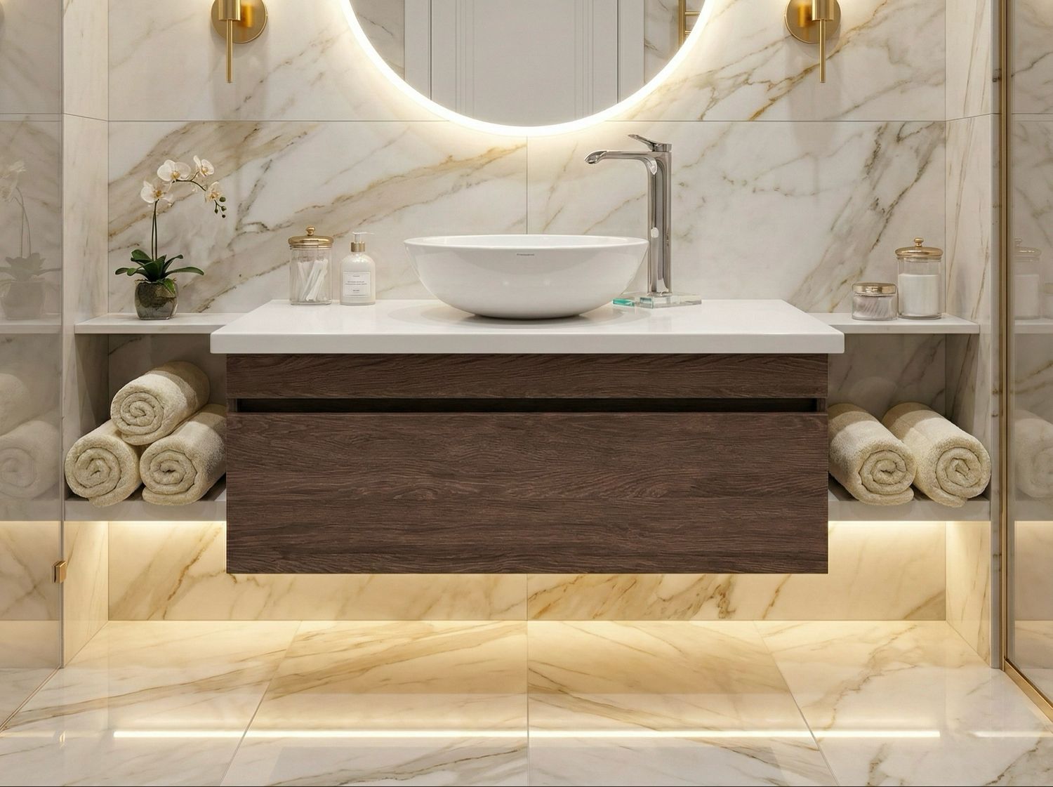 Meuble de salle de bains Stone 90 cm à un tiroir (sans vasque)