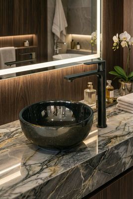 Bol à poser &quot;Invités&quot; 30 cm granité noir