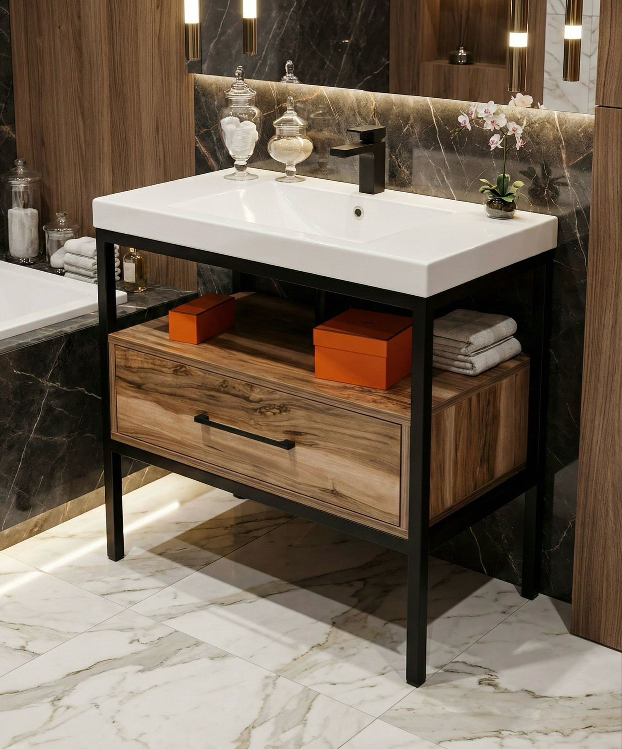 Bathroom Furniture on Legs Wave with One Drawer (without Basin)