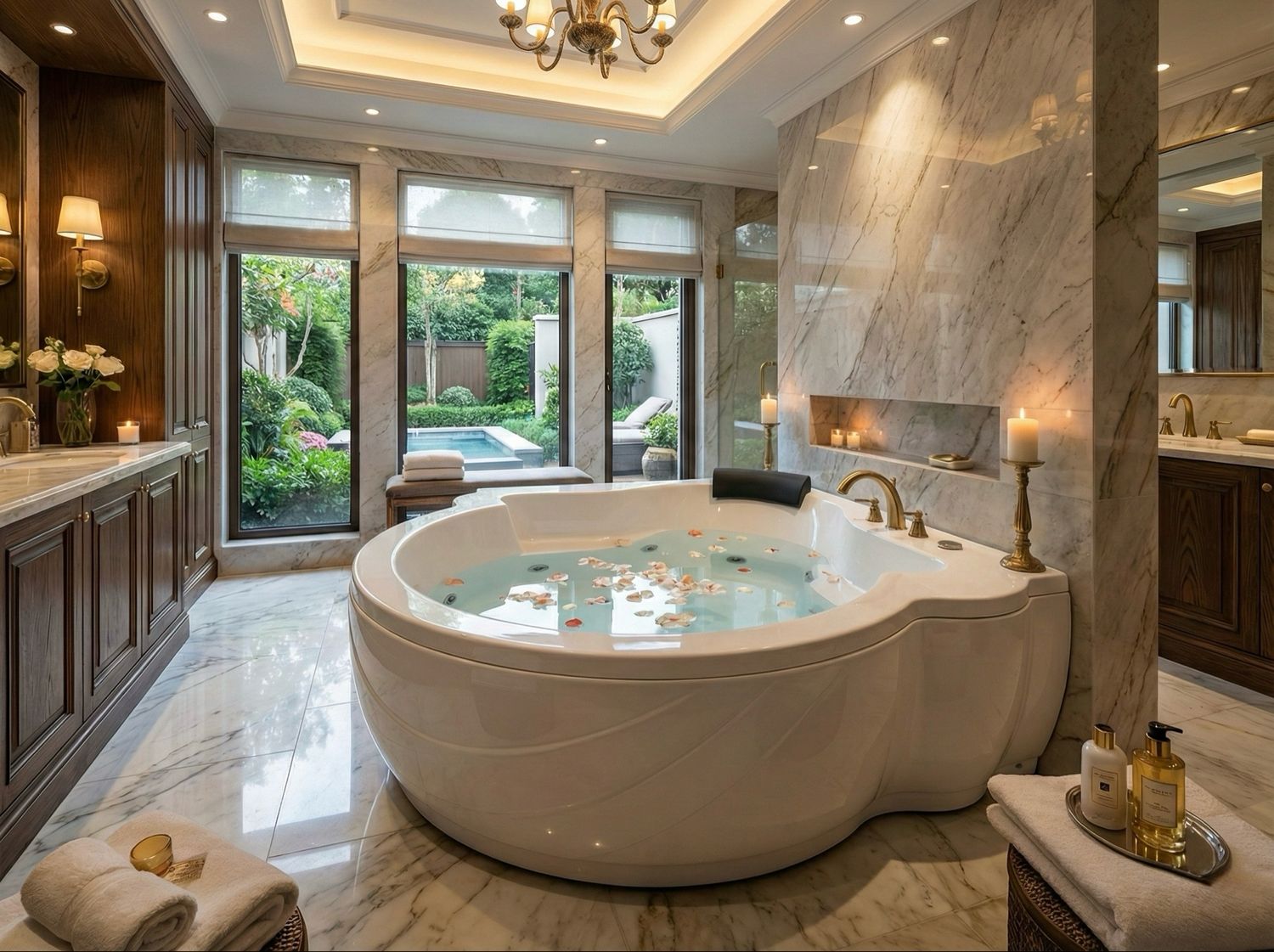 Elysée Bathtub 148 x 148 cm single hydromassage with integrated headrest