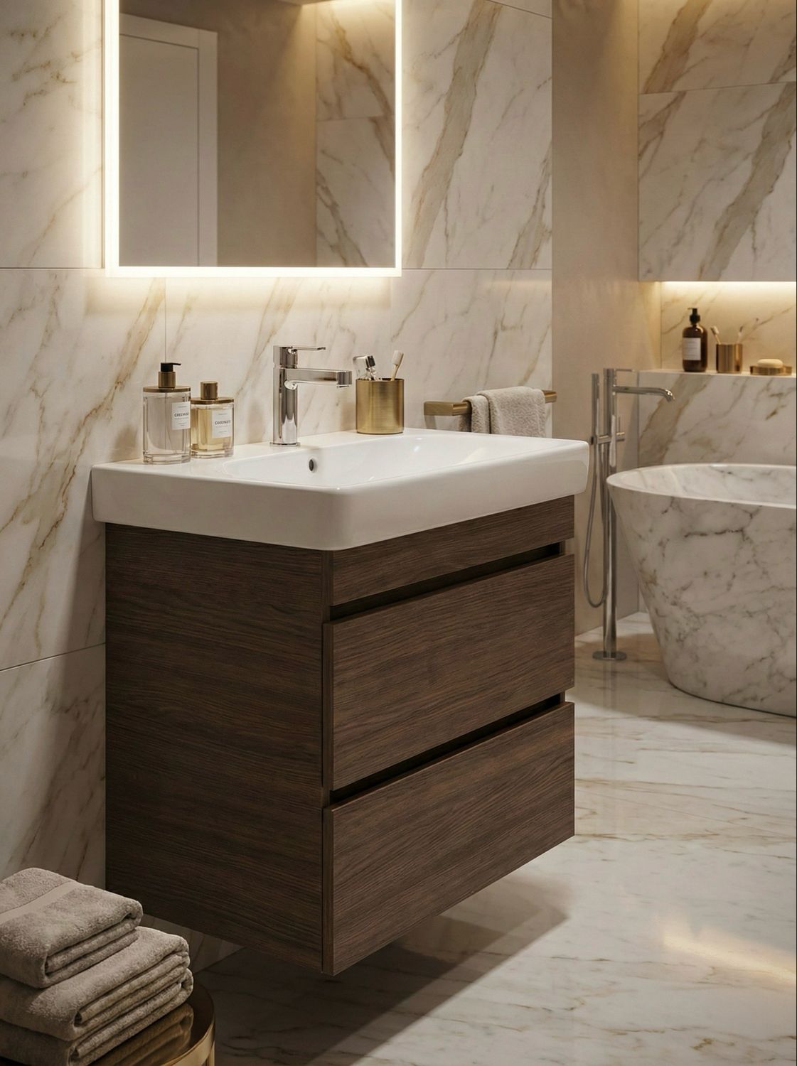 Meuble de salle de bains à deux tiroirs pour lavabo Geberit Smyle 60 cm (sans vasque)