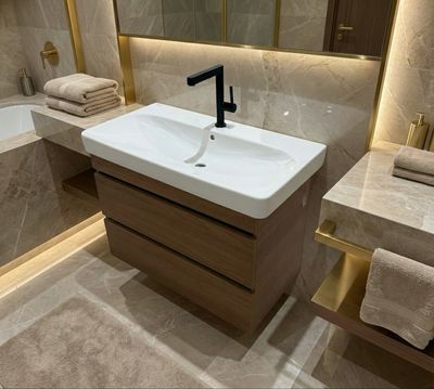 Bathroom Vanity with Two Drawers for Geberit Smyle 90 cm Sink (without Basin)
