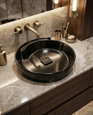 Bol à poser &quot;Arobase&quot; 40 cm granité noir