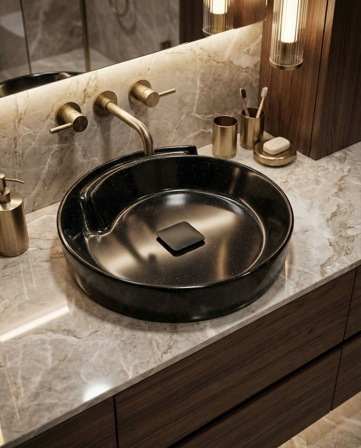 Bol à poser &quot;Arobase&quot; 40 cm granité noir