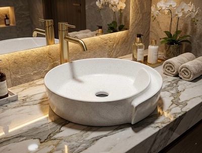 Bol à poser &quot;Arobase&quot; 40 cm granité blanc