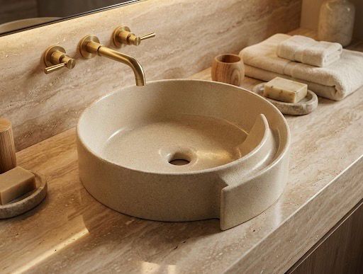 Bol à poser &quot;Arobase&quot; 40 cm granité beige