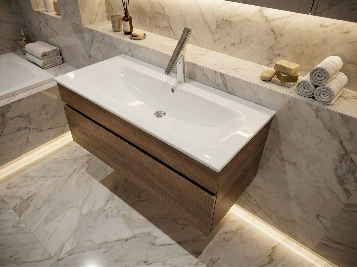 Bathroom Cabinet with One Drawer for Geberit Selnova Square Sink 100 cm (without Basin)