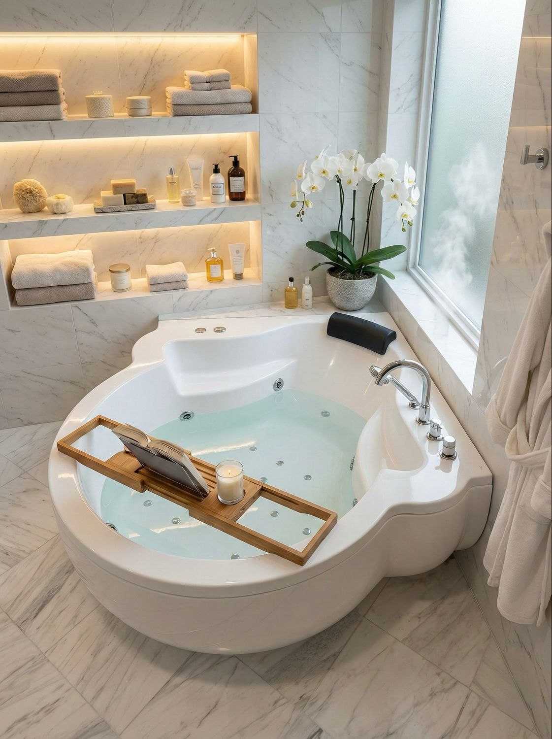 Elysée Bathtub 148 x 148 cm mixed hydromassage with integrated headrest