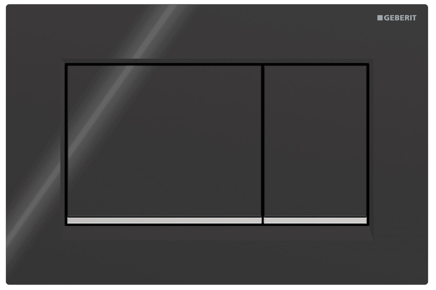 Geberit Sigma20 Square Flush Plate / Black - Design Strips: Chrome Glossy