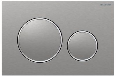 Geberit Sigma20 Anti-Vandal Flush Plate with Screws / Brushed Chrome - Design Rings: Polished