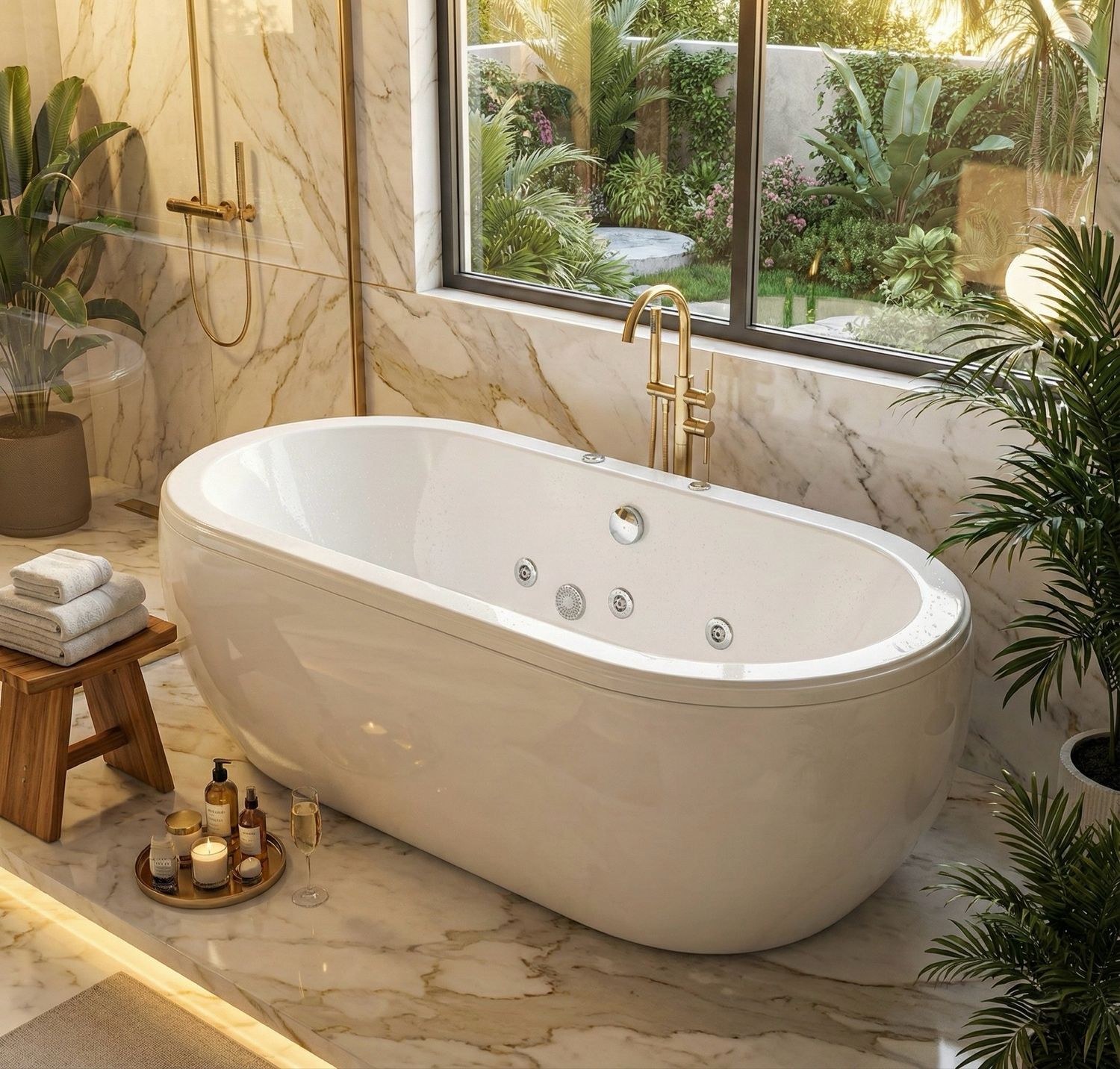 Single Deco Hydromassage Bathtub 177 x 82 cm