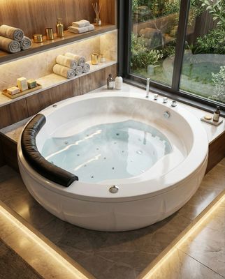 Mixed Palacio hydromassage bathtub with integrated headrest
