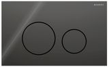 Geberit Sigma40 plaque de déclenchement, verre brillant noir, double commande, design minimaliste.