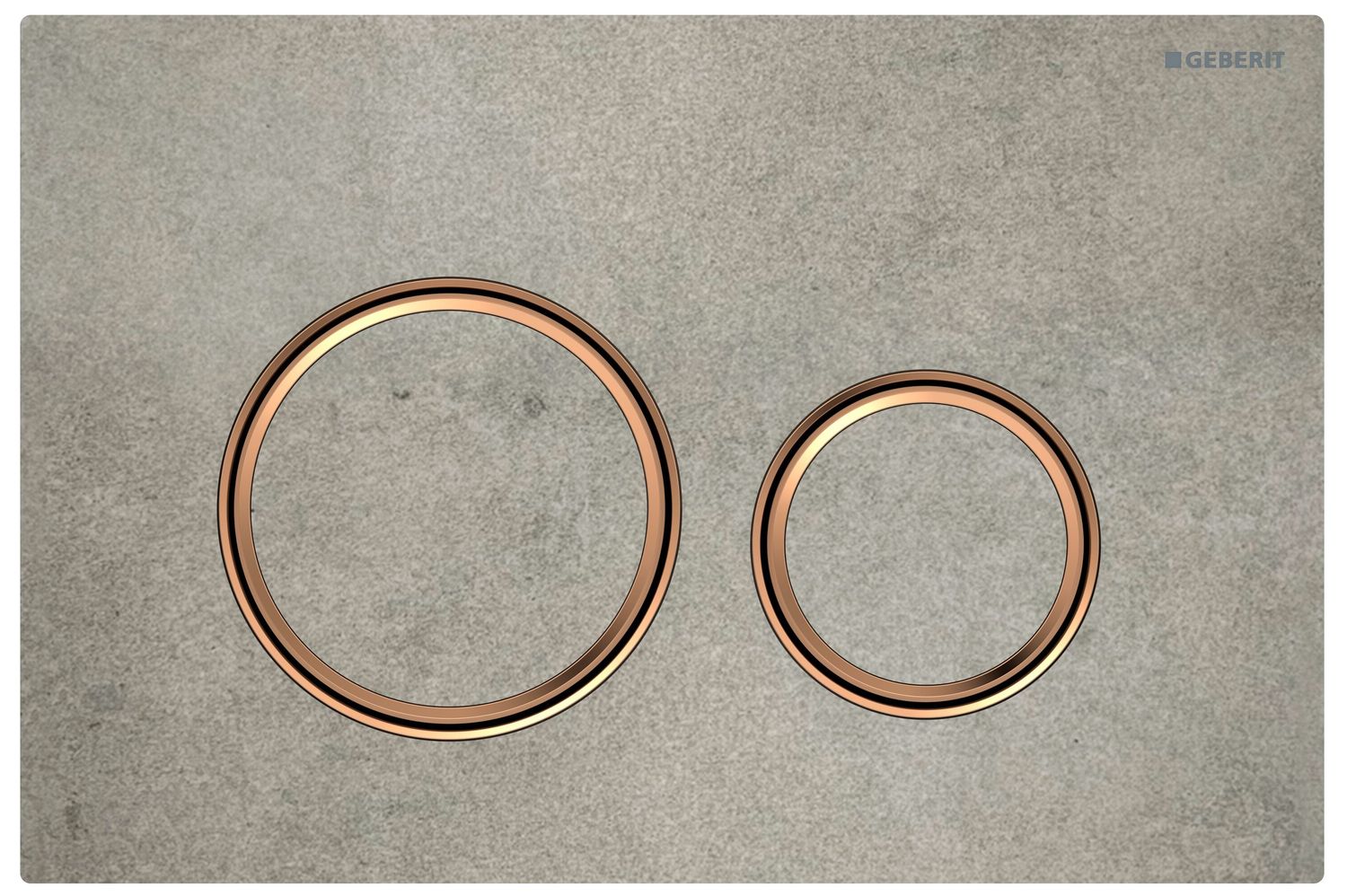 Geberit Sigma50 round flush plate / Concrete and red gold finish