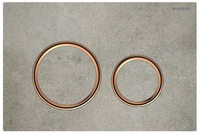 Geberit Sigma50 round flush plate / Concrete and red gold finish