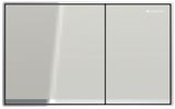 Geberit Sigma60 plaque de déclenchement, verre sable gris, deux boutons, logo Geberit en coin.