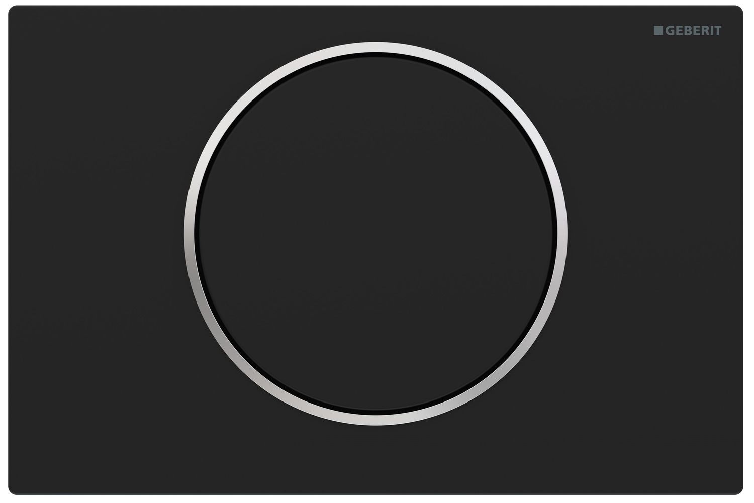Geberit Sigma10 Actuator Plate in Stainless Steel / Matte Black - Chrome Design Ring