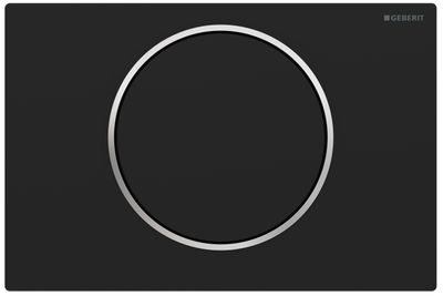 Geberit Sigma10 Actuator Plate in Stainless Steel / Matte Black - Chrome Design Ring